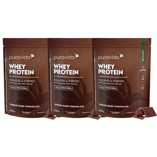 Kit 3 Whey Protein Isolado Dark Chocolate 450G Puravida
