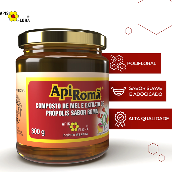 Apiromã Mel com Própolis e Romã 300g Apisflora Apis Flora
