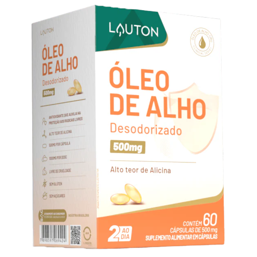 Óleo de Alho Cru 500mg 60 Cápsulas Lauton Lauton