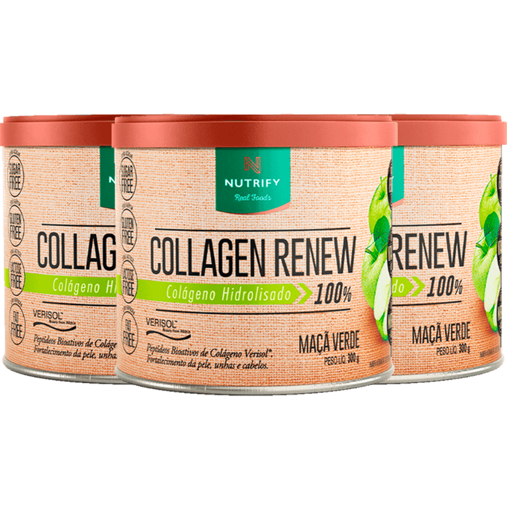 Kit 3 Collagen Renew Maçã Verde 300G Nutrify Nutrify