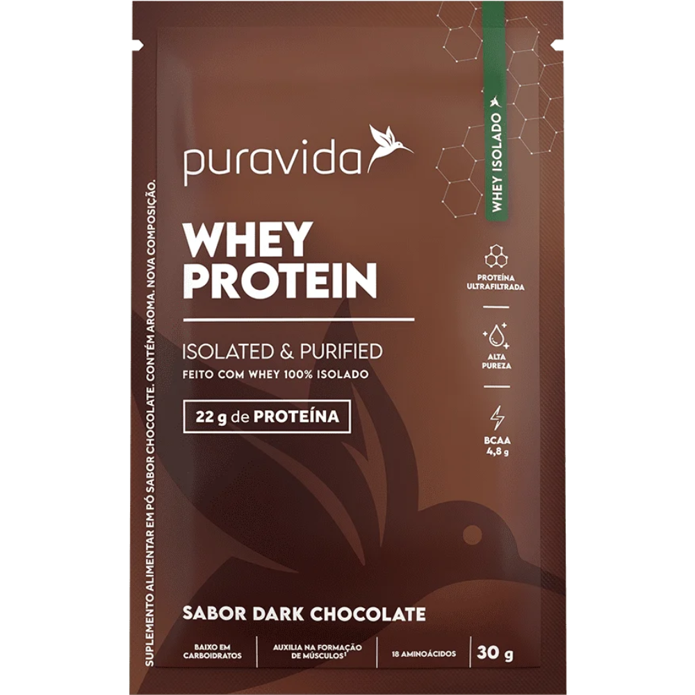 Whey Protein Isolado 30g Dark Chocolate Puravida Puravida