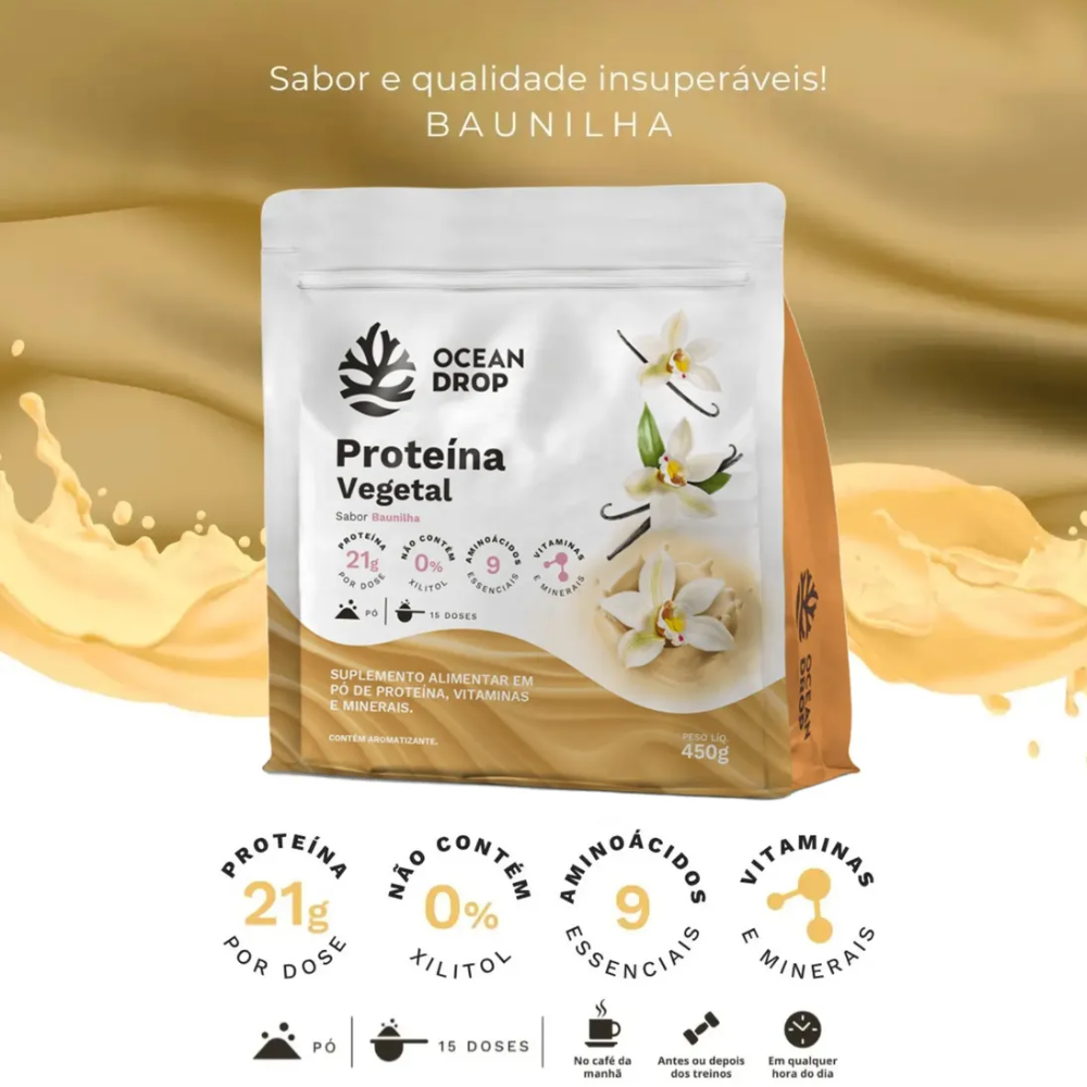 Proteína Vegetal Baunilha 450g Ocean Drop Ocean Drop