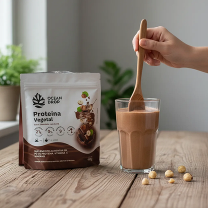 Proteína Vegetal Chocolate Com Avela 450g Ocean Drop Ocean Drop