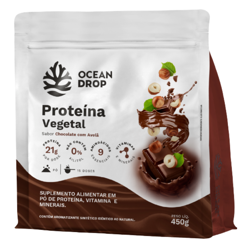 Proteína Vegetal Chocolate Com Avela 450g Ocean Drop Ocean Drop