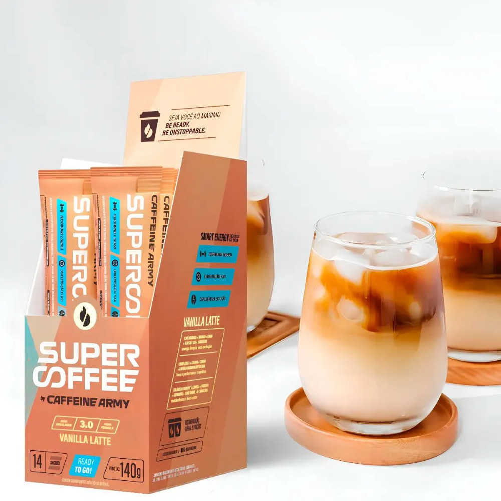 SuperCoffee Vanilla 3.0 Latte Sachê 10g Caffeine Army Supercoffee