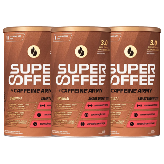 Kit 3 Supercoffee 3.0 Original Economic Size 380G Caffeine Army
