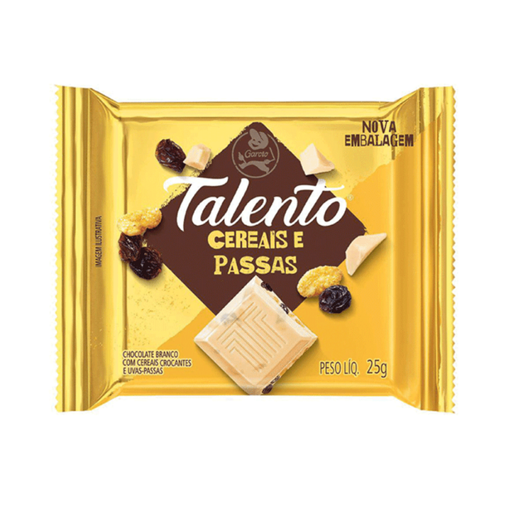 Talento Cereais e Passas Chocolate Branco 25g Garoto Garoto