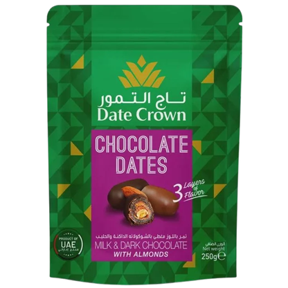 Tâmaras com Chocolate e Amêndoas 250g Date Crown Emporio Aurea