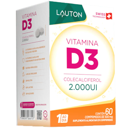 Vitamina D3 2000UI 500mg 60 Comprimido Lauton Lauton