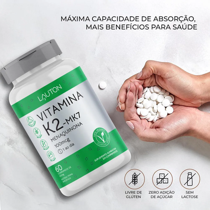 Vitamina K2 mk7 Menaquinona 100mcg 60 Cápsulas Lauton Lauton
