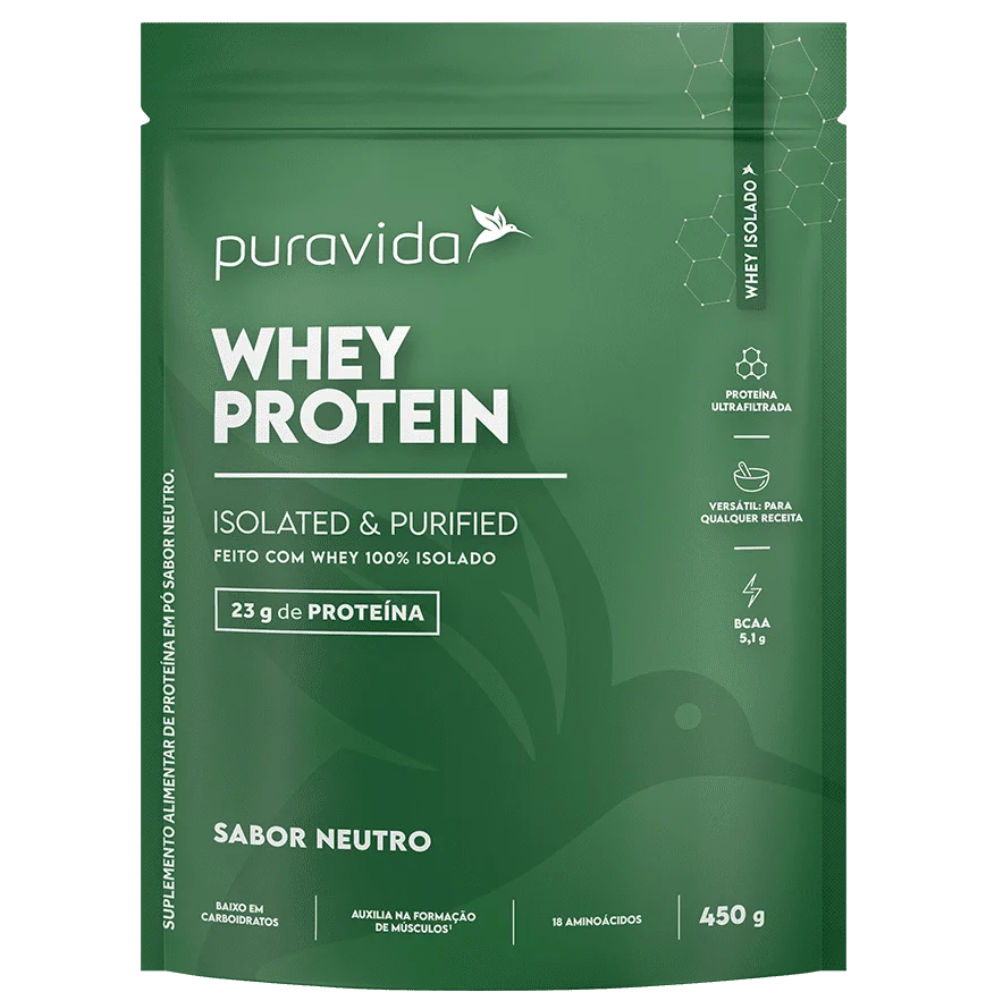 Whey Protein Isolado Natural 450g Puravida